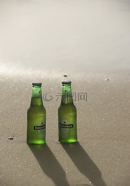 啤酒瓶,啤酒,海滩