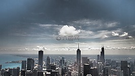 芝加哥,天际线,天空