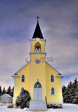教堂,基督教,冬天