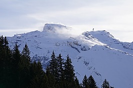 雪,山,冬天