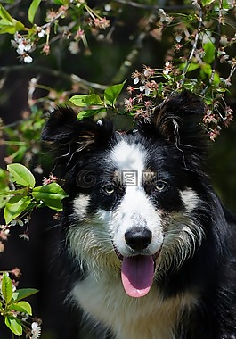 边境牧羊犬,肖像,樱桃
