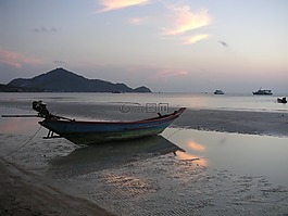 海滩,引导,渔船