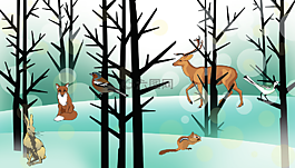 森林,动物,冬天