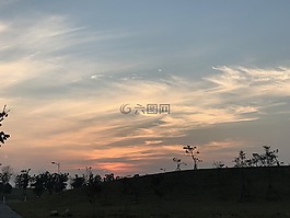 天空,夕阳,湖泊