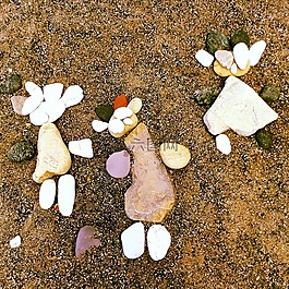 海滩,石头,人物