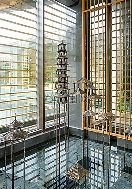 中式,雕塑,室内水景