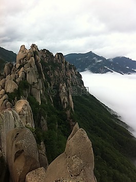 蔚山岩,山 seoraksan,云海