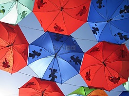 雨伞,红色,蓝色