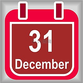 12月31日,日历,红色