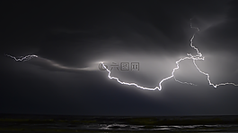 雷,海滩,天空