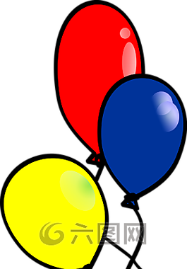 气球的3个主要的颜色,气球的亮点气泡,生日气球