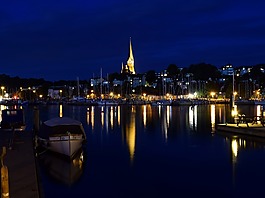 夜间照片,城市,弗伦斯堡