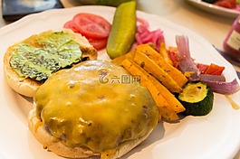 吉士汉堡,餐,洋葱圈