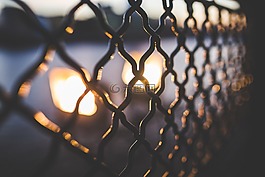 锈迹,篱笆,日落