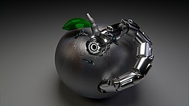 机器人,蠕虫,苹果