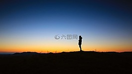 日落,和平,孤独