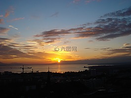 日内瓦湖,日落,洛桑