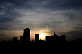 城市,背光,太阳。