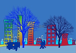 城市,树木,城市景观