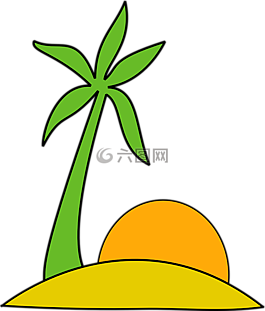 海滩,palmtree,太阳落山