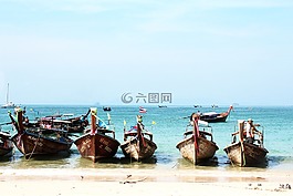 泰国,海滩,渔船
