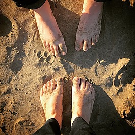 海滩,脚,沙