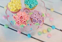 蛋糕,花的,蜡笔
