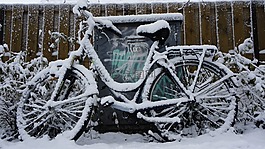 雪,自行车,冬天