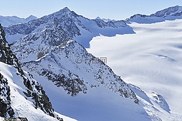 雪,山,冬天