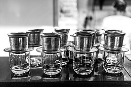 行咖啡馆,杯,黑色白色