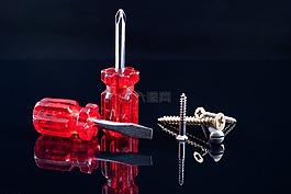螺丝刀,螺钉,红色