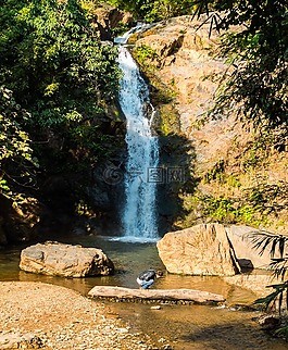 瀑布,河风景,山