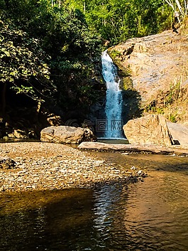 瀑布,河风景,山
