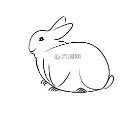 兔,动物,素描