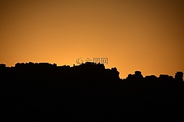 日出,侧影,拱门国家公园