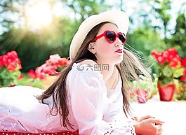 漂亮的女人,夏天,阳光