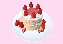 蛋糕,草莓,3d