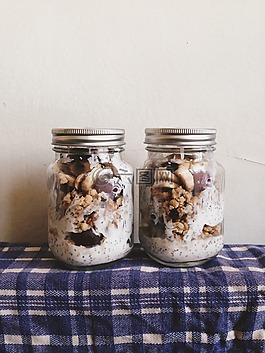 梅森,罐子里,格兰诺拉麦片