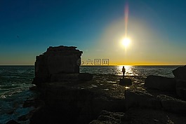 波特兰,剪影,海洋