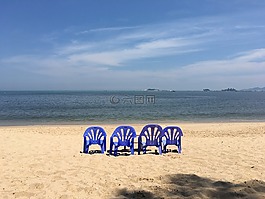 海边,晴,静