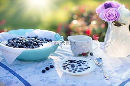 蓝莓,奶油,甜点