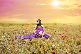 怀孕,森林,妇女