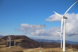 正在牧场,风车,风