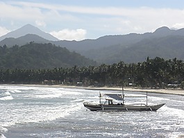 海滩,海,渔船