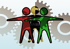 剪影,人类,齿轮