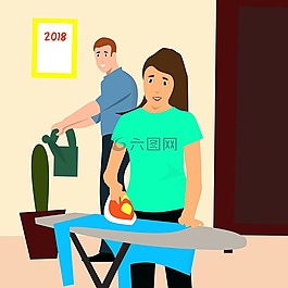 丈夫和妻子,在家里,圣诞快乐