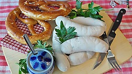 weisswurst,香肠,腌制的肉类