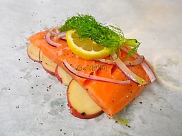 三文鱼,en papillote,食品