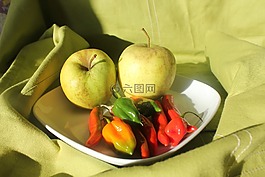 辣椒,红,绿色