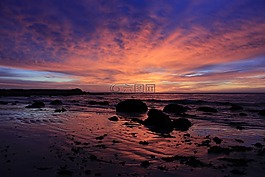 日出,海滩,海洋